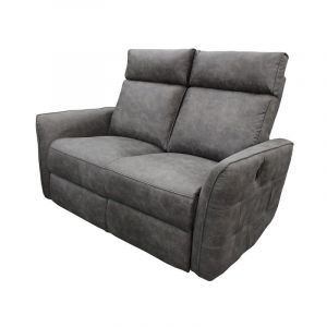 Canap&eacute; 2 places &eacute;lectrique relax gris anthracite Lito