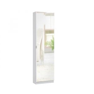 Inter Trade 2280 armoire &agrave; Chaussures 1 Porte Miroir, Bois, Blanc, 50,5 x 22 x 181 cm