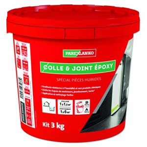 Parexlanko, Colle et Joint Epoxy pour pose de carrelage, Id&eacute;al pi&egrave;ces humides ne moisit pas - Gris fonc&eacute; - 3Kg 3375