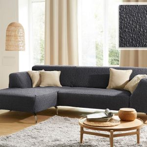 Housse de Fauteuil Extensible tissu bouclette ROC Gris Fonc&eacute;