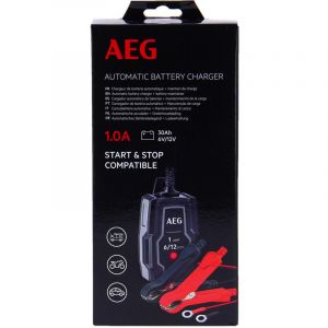 AEG 005185 Chargeur de Batterie Voiture Moto 6V 12V, 1A, 4 à 30Ah, Compatible Multi-batteries