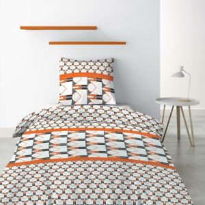Les Ateliers du Linge Parure de lit Arrow avec housse de couette et taie d'oreiller imprime 140 x 200 cm - IMPRIME
