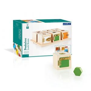 Guide craft Peekaboo Lock Boxes with Storage Tray Sorting Stacking Toy for Children - Kids Early Learning and Development Toy