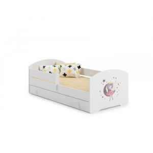Lit enfant Sam+ tiroir de rangement - 140x70 cm - lune - avec matelas - KOBI