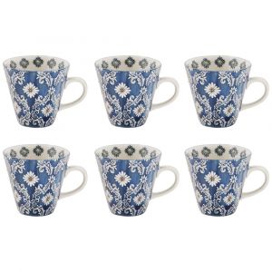 Table passion Coffret 6 tasses 17 cl bleu en grès H7.5