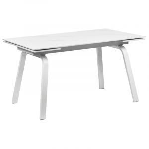 Table extensible 140-200 cm céramique blanc marbré et métal - TOSHIRO