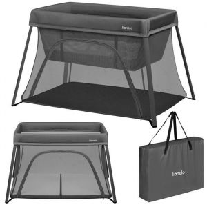 Image de Lit parapluie 3en1 LIONELO Alice - Ultra légère - Lit bébé - Parc bébé - 3cm matelas - Sac inclus - Ouverture zippée - Gris