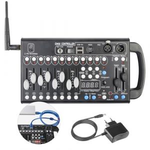 Jindaaudio DMX Contr&ocirc;leurs Professionnelle de Lumi&egrave;re Pour DJ Disco Light, 192 Canaux Mini DMX Controleur d'&eacute;clairage de Sc&egrave;ne, DMX 512 Contr&ocirc;leur de Lumi&egrave;re, 2.4 G