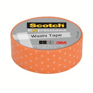 Scotch Ruban adhésif Créatif Pois - 15 mm x 10 m - Orange