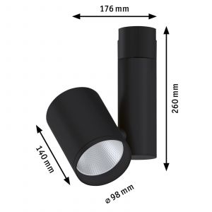 Paulmann Zeuz URail spot 4 000K 39° noir mat