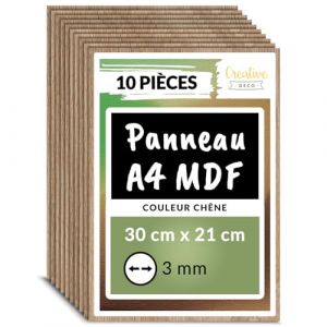 Planche MDF - CREATIVE DECO - Lot de 10 - 300x210mm - Bois Brut - Découpe Laser Gravure