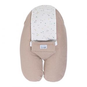 Tin&eacute;o Coussin De Grossesse - Coussin d'allaitement Multifonctions Multirelax &Eacute;ponge - D&eacute;houssable - Fabriqu&eacute; en France - 78 cm x 44 cm (Noisette/Pois)