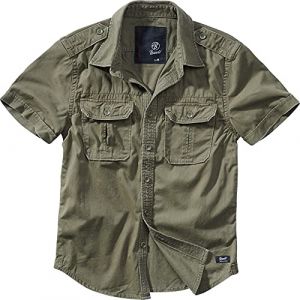 Brandit Vintage Chemise &agrave; Manches Longues Et &agrave; Manches Courtes, Tailles S &Agrave; 7XL - Olive Manches Courtes, 5XL