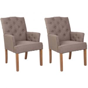 CLP Lot de 2 chaises de salle à manger Sugar en tissu taupe Antique clair