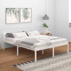 VidaXL Cadre de lit Blanc Bois de pin massif 160x200 cm 810625