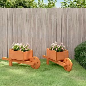 Jardinières brouette 2 pcs 47x15x19 cm bois de sapin m if