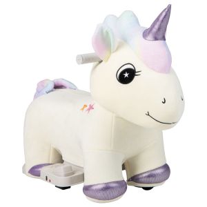 Voiture jouet électrique Coast - design licorne - 72 x 33,5 x 56 cm - blanc