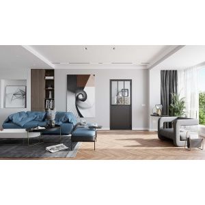 Optimum Bloque porte atelier 2040x830 alu noir verre transparent gauche