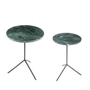 Table passion Set de 2 tables basses rondes vertes en marbre - Vert - Marbre