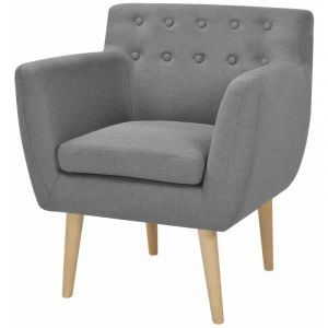 Image de Fauteuil chaise siège lounge design club sofa salon tissu 67 x 59 x 77 cm gris clair Gris