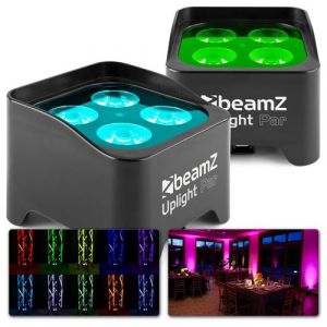 Beamz BBP90 - 2x Projecteurs d'Ambiance sur Batterie 4 x 4 Watts RGB-UV - Noir