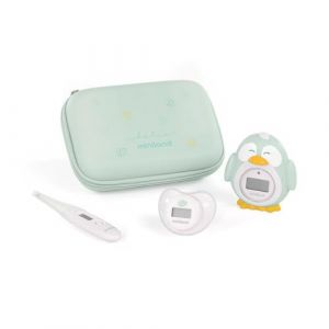 Miniland Baby Thermokit Dolce Mint. Jeu de trois thermomètres pour bébé dans une trousse de toilette pratique.