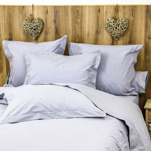 Linandelle Housse de couette 200 fils en percale de coton gris 140x200 cm