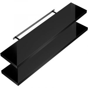 Image de Casaria - Set de 2 &Eacute;tag&egrave;res murales flottantes mdf robuste effet flottant support de fixation inclus &eacute;tag&egrave;re bois rangement livre d&eacute;coration cd Set