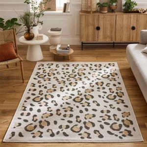 Tapis dext&eacute;rieur - NAZAR RUGS - SAVANNA - L&eacute;opard - Cr&egrave;me - 80x150 cm