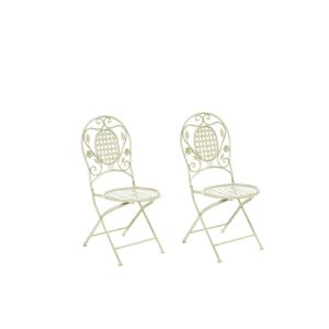 Beliani Lot de 2 chaises de jardin pliantes en acier vert clair BIVIO