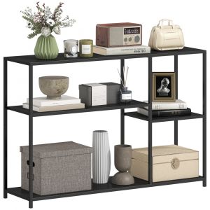 Homcom Console meuble étroite à 4 niveaux industriel cadre en acier noir