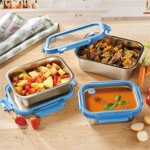 Lacor Boîte conservation inox Lot de 3 boîtes conservation inox (800 + 1250 + 1800 ml)