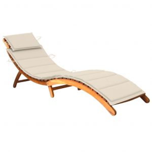 VidaXL Chaise longue de jardin avec coussin Bois d'acacia solide - Crème