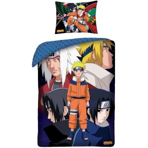 Home Naruto Shippuden - Parure de lit coton Enfant Manga Lit 1 place, Housse de couette 140x200 cm, une Taie d’oreiller 65x65 cm