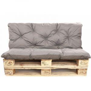 Set Coussins pour palettes, Assise 120 x 50 et Dossier 120 x 50cm, coussins canap&eacute; / coussin palette in-ext&eacute;rieur Gris Setgarden