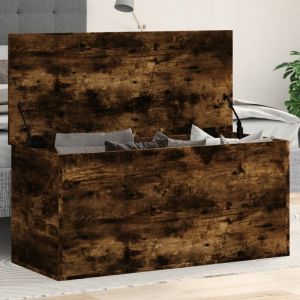 Bo&icirc;te de rangement ch&ecirc;ne fum&eacute; 100x42x46 cm bois d ing&eacute;nierie