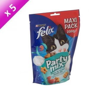 Purina Felix Party Mix  - Friandises saveur de l'océan pour chat (5 x 200g)