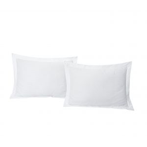 Lot de 2 taies d'oreiller satin de coton ray&eacute; 50x70 cm