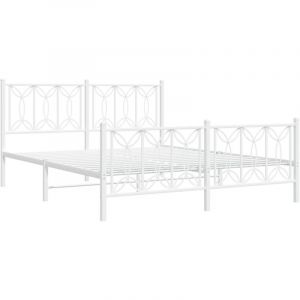 VidaXL Cadre de lit métal sans matelas et pied de lit blanc 160x200 cm