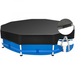 Sekey Bâche de Piscine Ronde 305 cm – Convient pour Les piscines Rondes à Cadre en Acier | Boucles réglables et Fermetures Velcro | Imperméable au Vent et à la poussière | Bâche de Protection Haute
