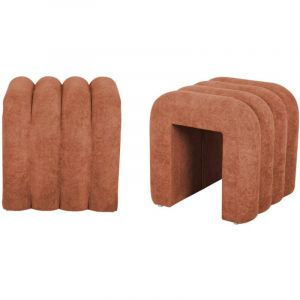 Sweeek - Set de 2 poufs contemporains en tissu orange