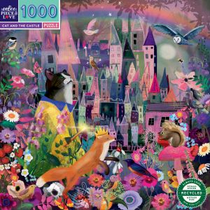 Eeboo Cat and The Castle 1000 pièces sur Un Chat et Un château avec des détails fascinants-Puzle en Carton Reyclé-PZTCAC