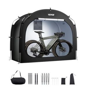 VEVOR Abri à Vélo pour 3-4 Vélos Tente de Rangement Spacieuse Étanche, Fenêtre Ventilée, Poteaux Fibre de Verre, Double Fermeture Éclair, Tissu Oxford, Porte Simple, Facile à Installer, pour Extérieur