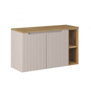 Petits-meubles - Meuble sous-vasque 100cm 2 portes 2 niches Riva Cachemire et Bois