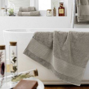 Serviette de bain coton bio (70 x 130 cm) Garance Gris argile