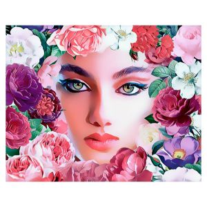 Broderie Diamant 40 x 50 cm Visage et Fleurs