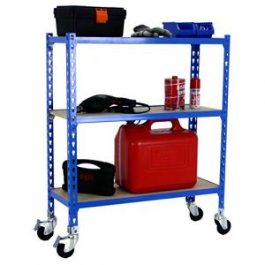 Etagère métallique sans vis KIT MADERCLICK MOBILE PLUS 3/500 900 bleu/bois