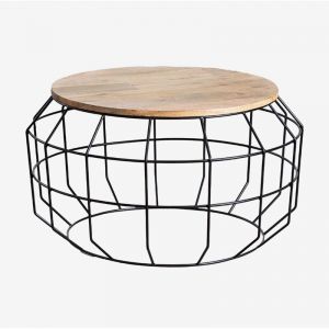 Image de Table basse ronde en bois de manguier (&Oslash;72 cm) Koti SKLUM Noir