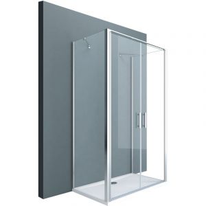 Cabine de douche avec deux portes pour un seul mur paroi de douche Ravenna50K 90x120x190cm verre 6mm esg transparent - Transparent - Sogood