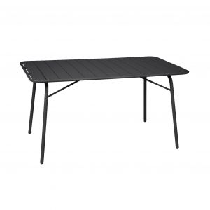 Table de jardin pliante métal 6 places anthracite Amelia 140x80cm traitement antirouille lattes et bords arrondis